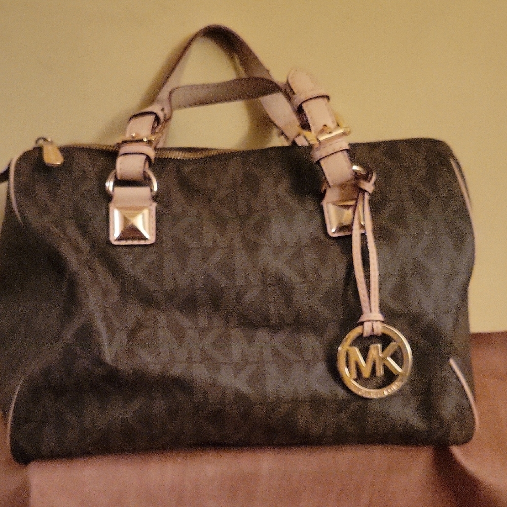Michael Kors Dark Brown Satchel with Gold Details